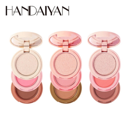 3 In 1 Matte Highlighter Contouring Blush Palette Pearly Shiny
